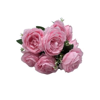 China Eco-friendly Many Years Plant Artificial Rose Flower Bouquet 10 Big Heads Romance Girly Rose Flower Bunches for sale