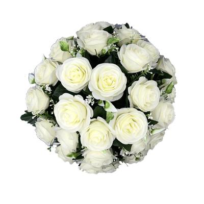 China White Rose Centerpieces Artificial Table Flowers For New Style Wedding Flower Ball High Quality Fabric Eco-friendly Decoration for sale