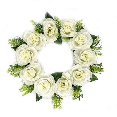 China HH00004 Eco-friendly White Roses Flower Hanging Greenery Artificial Flower Garland For Home Decoration Wedding for sale