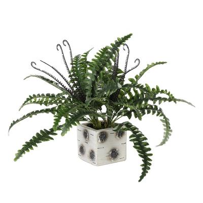 China NWYZ-13 Custom Wholesale Eco-friendly Cheap 45cm Artificial Green 12 Persian Leaf Plant For Office Decoration for sale