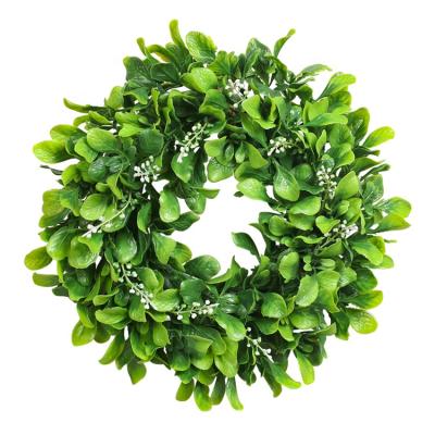 China DS1009 Eco-friendly Christmas Artificial Leaves Grass Woodly Plant Artificial Grass Wall Hanging Wreath for sale