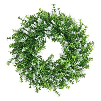 China DS1063 Popular Design Eco-friendly Big Front Door Wall Window Decoration Artificial Green Leaf Wreath for sale