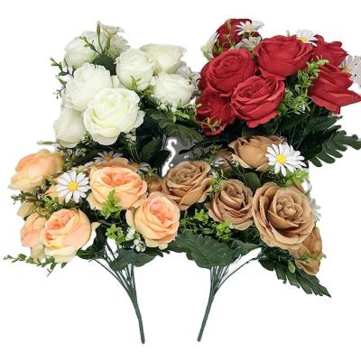 China Eco-friendly Wedding Decoration Factory Direct Sale Bridal Bouquet Rose Mixed Artificial Flower for sale