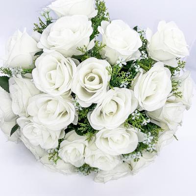 China Top Selling Personalized Home Eco-friendly Artificial White Wall Hanging Rose Artificial Flowers Desktop Wholesale for sale