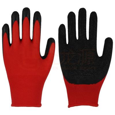 China Plam Nylon Comfortable /durable /flexible Wholesale Wrinkle Industrial Natural Latex Coated Safety Strong Working Gloves for sale