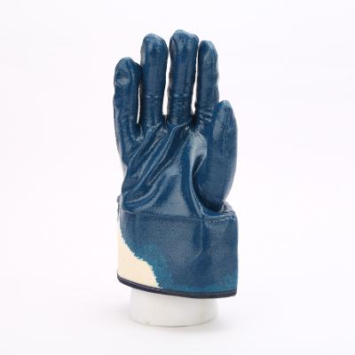 China Mechanical Equipment Use Cotton Twill Nitrile Breathable Heavy Duty Gloves With Safety Cuff for sale