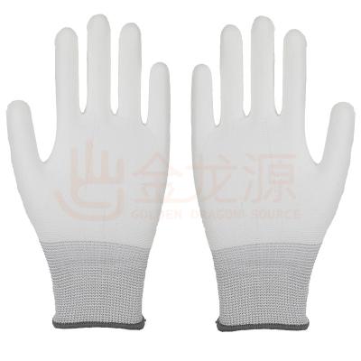 China CE Antistatic White Black Knit Nylon PU Gloves En388 4131 Polyurethane Mechanical Work Gloves for sale