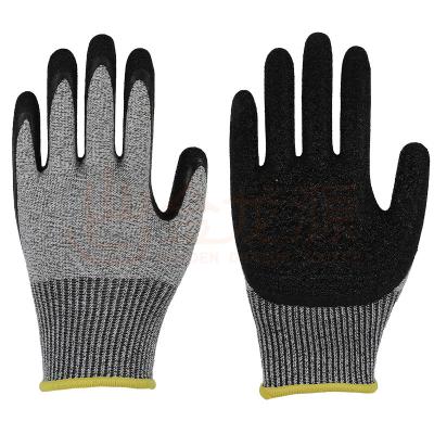 China Comfortable And Flexible CE Standard Sponge Rubber HPPE Coated Cut Resistance Safety Working Gloves for sale