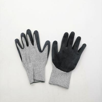 China Comfortable And Flexible Black Palm Sandy Latex Coated Gloves Cut-Resistant Diving Work Gloves for sale