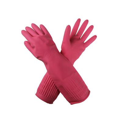 China Good Protection For Arms And Hands Printed 100 Rubber Household Cleaning Gloves In Pink Color for sale