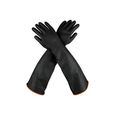 China Comfortable And Flexible Black Nitrile Cutout Shape Household Dishwasher Elbow Length Natural Latex Gloves for sale