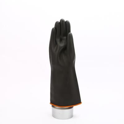 China Comfortable And Flexible Fit Anti Long Arms Black Glove Natural Latex Rubber Powder Free Latex Gloves for sale