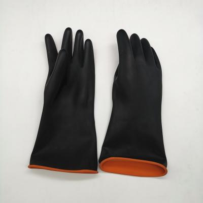 China Comfortable And Flexible Black Neoprene Safety Work GlovesLong Cuff Chemical Resistant Cleaning Rubber Gloves for sale