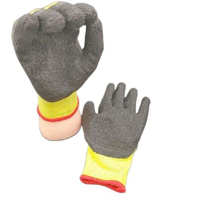 China Comfortable tear-cut and flexible resistance wrinkled latex coated working safety hand polyester cotton knit industry gloves for sale