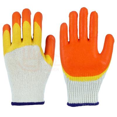 China Wholesale Comfortable Construction Garden Safety Double Color Latex Coated Anti Slip And Flexible Latex Dipped Work Gloves for sale