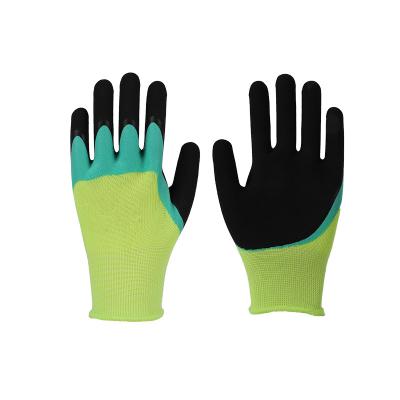 China Industrial Green Sponge Rubber Coated Industry Gloves Nylon Working Gloves for sale