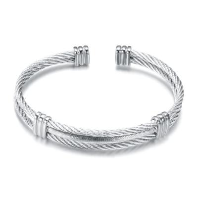 China Not Fade Classic Simple Style Twisted Wire Stainless Steel Bangle Bracelets For Women Free Shipping Wholesale Resell for sale