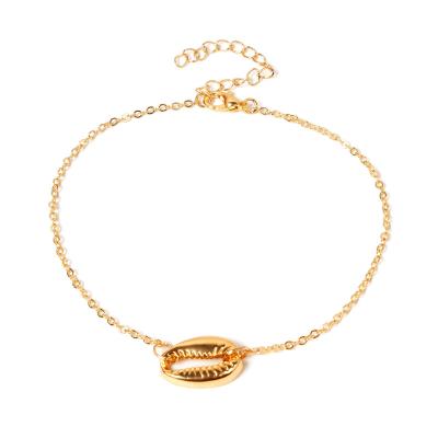 China Simple Allergy Free Fashion Jewelry Silver Gold Plated Shell Chain Anklets Adjustable For Women Gift Free Shipping Cheap Wholesale for sale