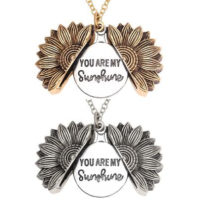 China Not Fade Vintage Grunge Sunflower Pendant Necklace Couple Matching Necklace Fashion Punk Jewelry for sale