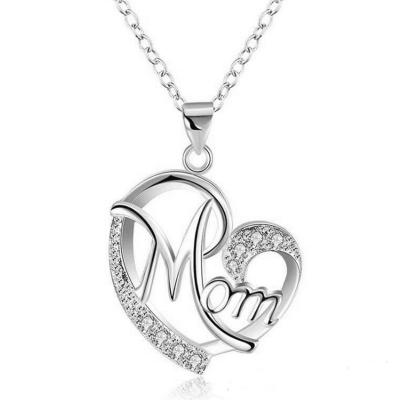 China High Quality Wholesale Tasty Gift For Mom Love Heart Necklace Moissanite Jewelry Stainless Steel Necklace Pendant Free Shipping Items for sale