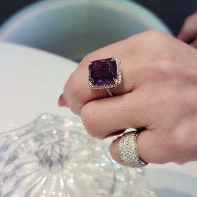 China 18K Ring Gemstone Ring Fashion Style Unique Design Customized Fine Jewelry TRENDY Rose Gold Amethyst Diamond for sale