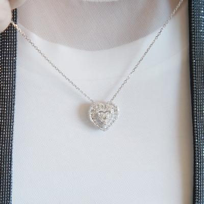 China TRENDY 18K White Gold Diamond Heart Fashion Pendants With Gold Design Chain Wholesale Jewelry for sale