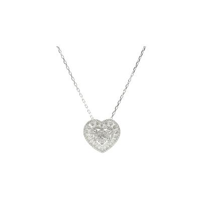 China RTS Trendy Running 18K White Gold Diamond Heart Fashion Pendants With Gold Design Chain Wholesale Jewelry for sale