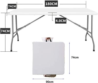 China Modern Suitable Price Top Quality Rectangle Steel-HDPE Table With Foldable Legs for sale