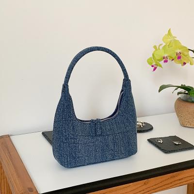 China French fashion niche design stick denim bag\fashion new 2023 Korean new moon handbag comfortable premium women\durable handbag for sale