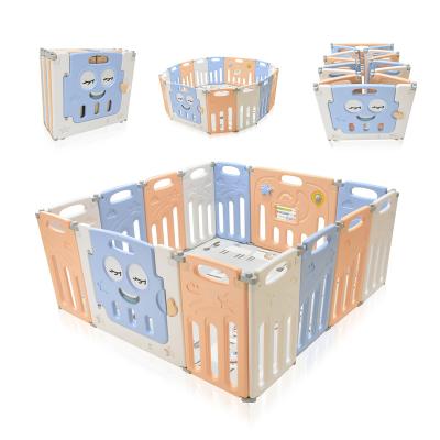 China Foldable Baby Safety Fence Space 14 Panels Playpen Easy To Storage Folding Fence for sale