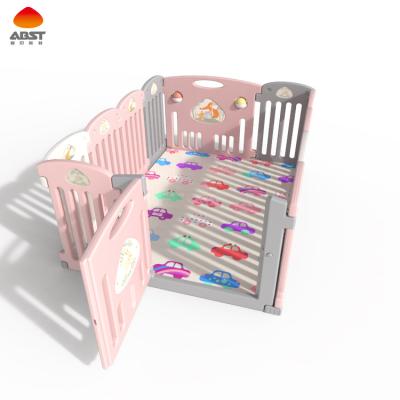 China Plastic Baby Indoor Kids Yard Center Play Safety Playpen Sukko Sukko Baby Pen 10 Board Home Indoor Outdoor Pink + White for sale