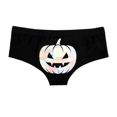 China XuanLing Breathable Halloween Tanning Bat Pumpkin Printed Panties Underwear Seamless Breathable Bikini For Women for sale