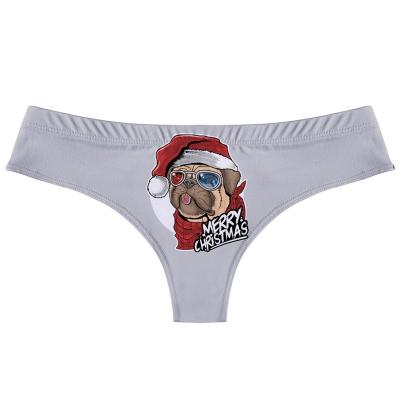 China Santa Claus Snowflake Printed Underwear Thong Panties XuanLing Christmas Breathable Gift Women Seamless Briefs for sale