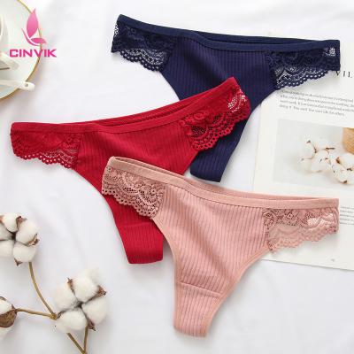 China XuanLing Dropshipping Breathable Cotton Sexy Panties Women Lace Up Low Waist T Pants Solid Color Thong for sale