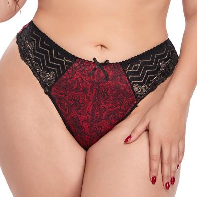 China XuanLing breathable sexy bow lace thong low waist printed g string T pants plus size underwear panties design for women for sale