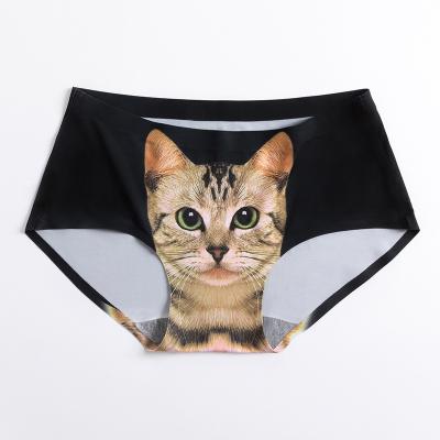 China XuanLing Breathable Cute Cartoon 3D Cat Printed Panties Sexy Seamless Waist Fitness Underwear Briefs Shorts for sale