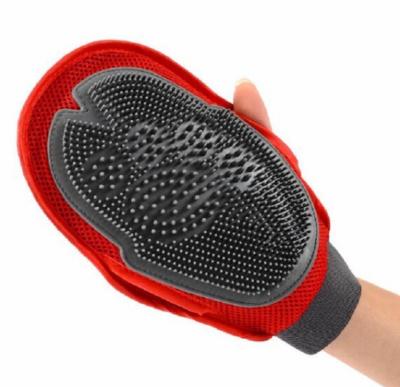 China Wholesale Stocked Palm Grooming Brush Massage Pet Deshedding Silicone Coated Gloves For Cats Dogs Horses Pet Brush Gloves Cleaning Tool for sale