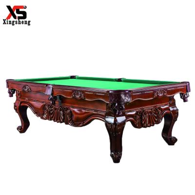 China Real best selling 2021 modern designs solid wood slate pocket leather carved pool table wholesale cheap price 7ft pool table for sale for sale