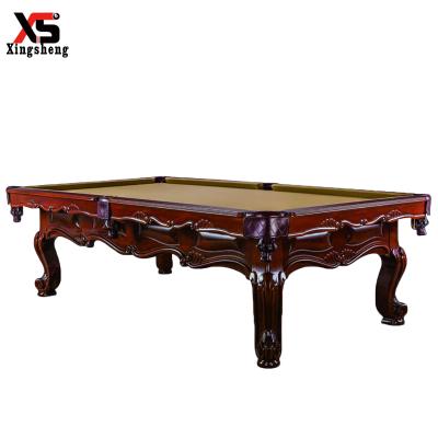 China Professional Wholesale 8ft/9ft Real Leather Pocket Carved Snooker Billiard Table For Sale for sale