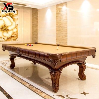 China Real size 7ft/8ft/9ft slate cut leather pool table standard solid wood pool table for sale