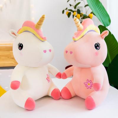 China Free Sample Reversible Hello Rainbow Sequin Small Plush Hello Cute Shaped White Unicorn Pillow for sale