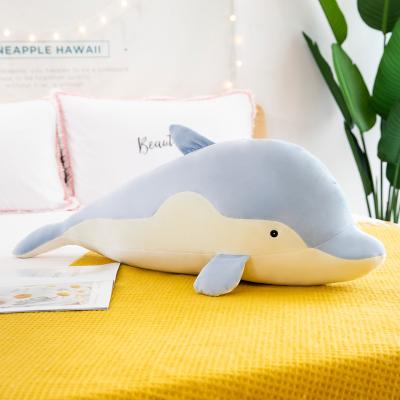 China Sample Toy Logo Embroidery With Earphone Dolls Plush Toys OEM Custom Promotional Colorful Dolphin Stuffed Animal 60cm for sale