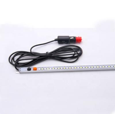 China LANDSCAPE Magnets 14W 600mm Long Double Color Aluminum Profile White Amber Integrated Cigarette Lighter Led Camping Strip Lights For Rooftop for sale