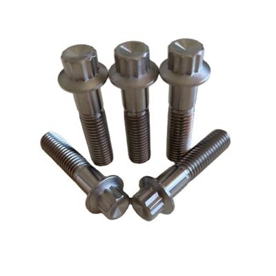 China Auto parts Ti-6al-4v M8 titanium 12 point flange bolts m8x26mm for motor and wheel hub for sale