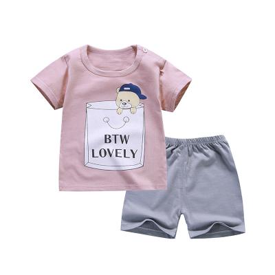 China Wholesale Anti-Shrinkage Unisex 2 Piece Kids Clothes Baby Boy Summer Dressing Sets for sale