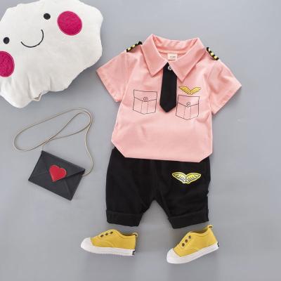 China New 1-4 Years Old Summer Baby Clothing Sets Boys Two Piece Winter Soft Short Sleeve Baby for sale