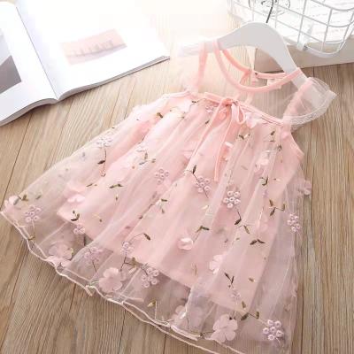 China Wholesale Anti-static Yarn Children's Princess Dress Flowers Sleeveless Baby Dresses Summer for sale