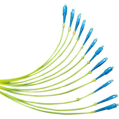 China FTTH/FTTX 2 fiber 0.9mm SM 9/125 ST yellow fc LC sc/APC sc/UPC 2 Fiber Optic Pigtail Fiber Optic Cable Pigtail SC 1.5 Meter Bundle for sale