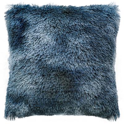 China Home Decor Sofa Cushion Blue Color Pillow Fluffy Faux Fur Pillow For Home Decoration for sale