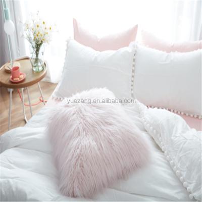 China Memory Price Cheap Elegant Plaid Decor Faux Fur Warm Pillow for sale